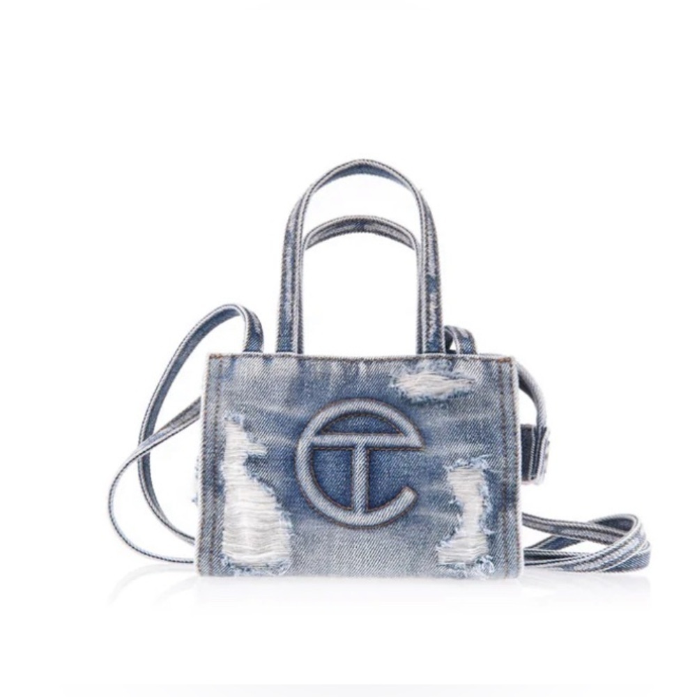 Small distressed denim blue Telfar